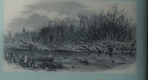 Picture depicting the effects of an explosion at the Gunpowder MIll